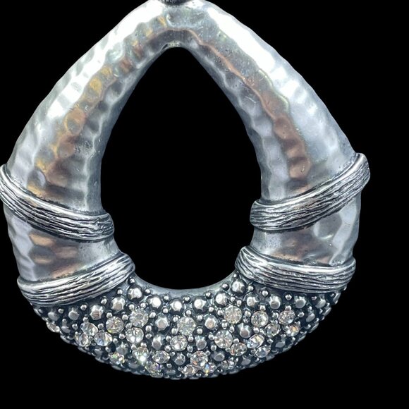 Premier Designs Hammered Silver Statement Necklace Glam Career Chic Y2K Jewelry - Picture 3 of 10